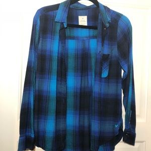 American Eagle Blue Button Down Flannel